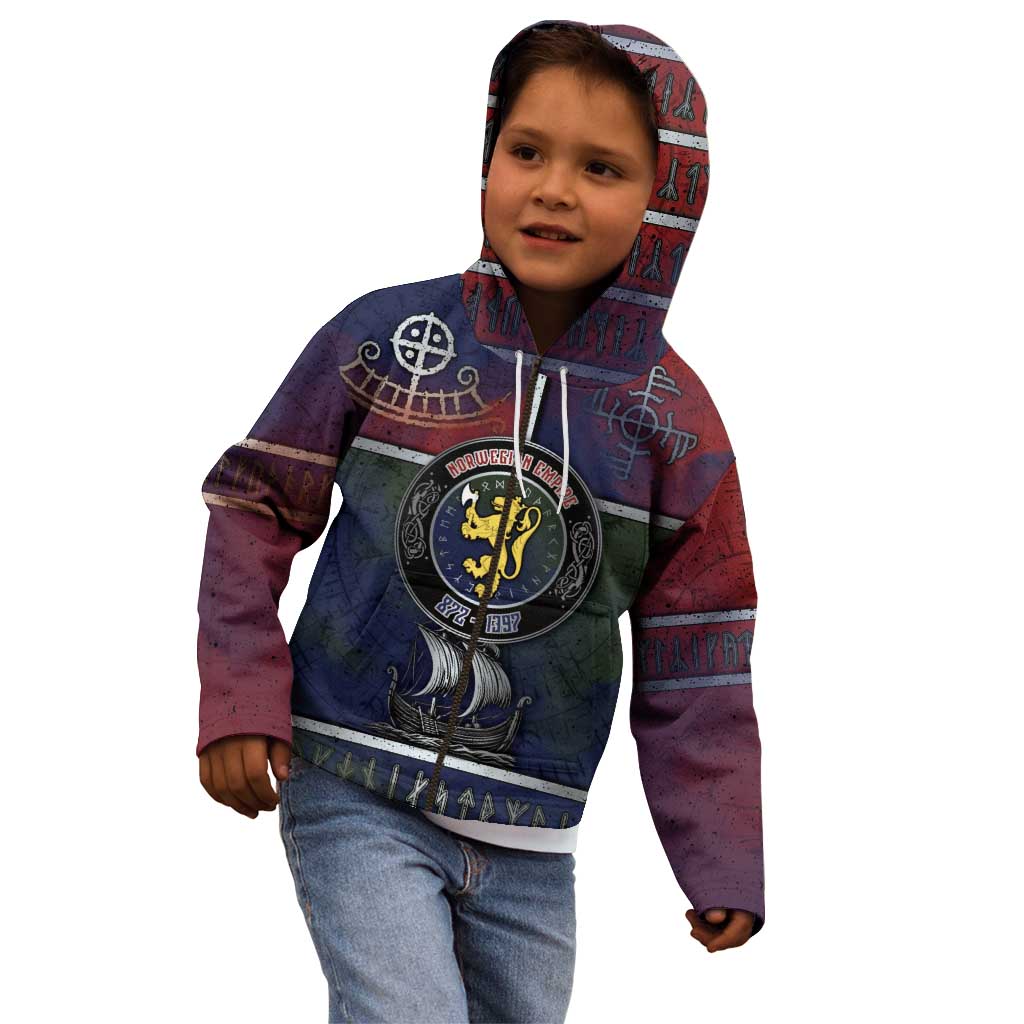 Personalized Norwegian Empire Kid Hoodie Ancient Viking Patterns - Wonder Print Shop
