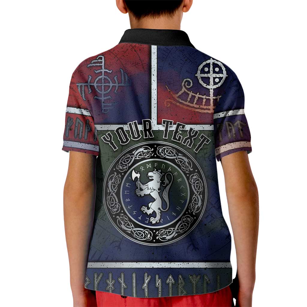 Personalized Norwegian Empire Kid Polo Shirt Ancient Viking Patterns - Wonder Print Shop