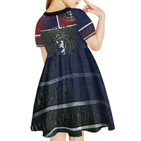 Personalized Norwegian Empire Kid Short Sleeve Dress Ancient Viking Patterns - Wonder Print Shop