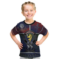 Personalized Norwegian Empire Kid T Shirt Ancient Viking Patterns - Wonder Print Shop