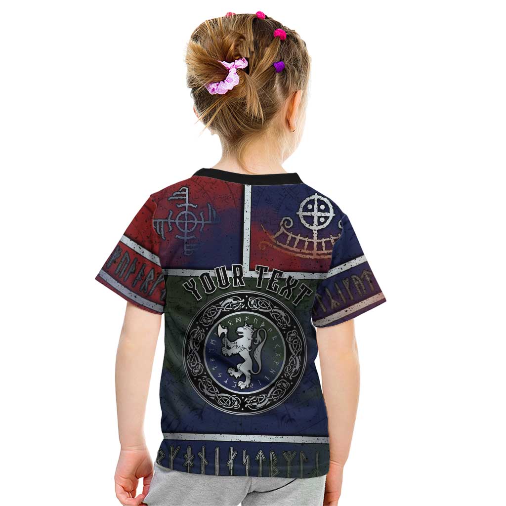 Personalized Norwegian Empire Kid T Shirt Ancient Viking Patterns - Wonder Print Shop