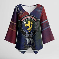 Personalized Norwegian Empire Kimono Sleeve Blouse Ancient Viking Patterns - Wonder Print Shop