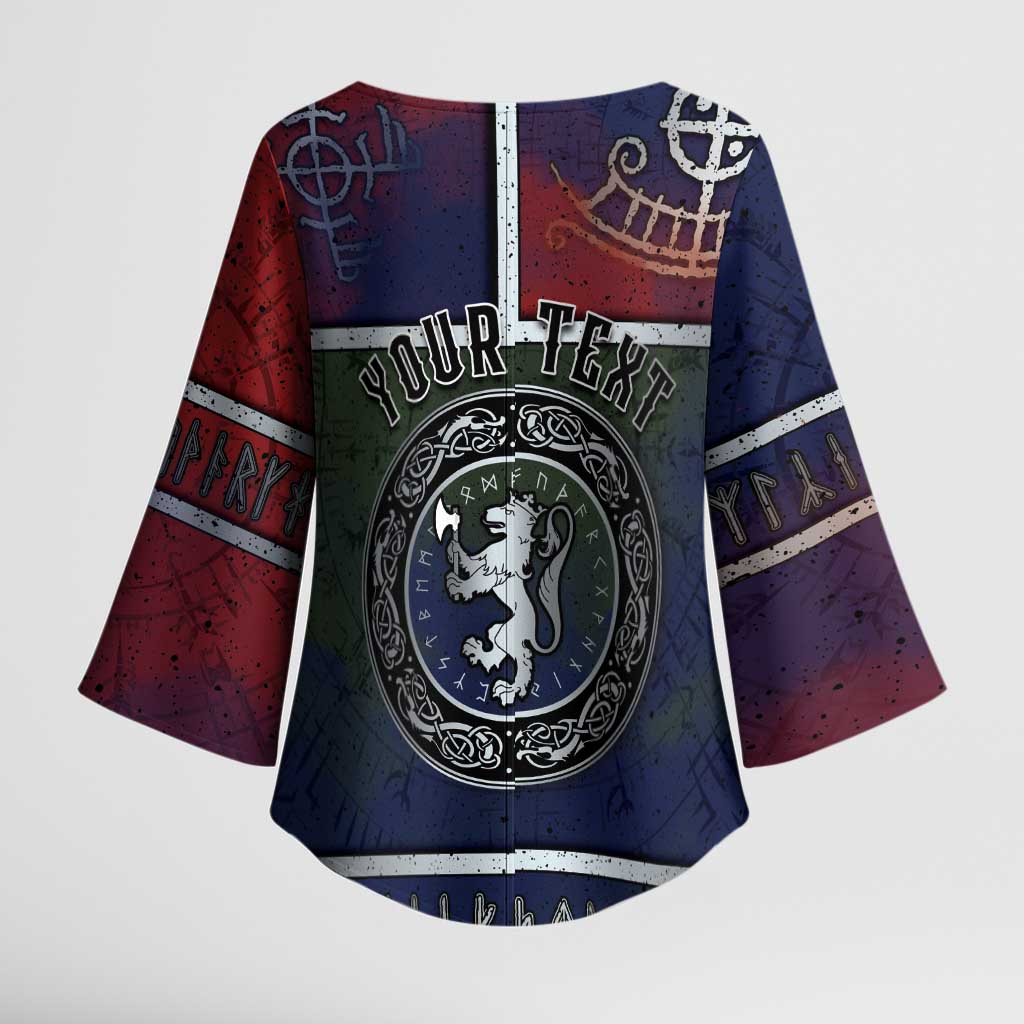 Personalized Norwegian Empire Kimono Sleeve Blouse Ancient Viking Patterns - Wonder Print Shop