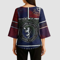 Personalized Norwegian Empire Kimono Sleeve Blouse Ancient Viking Patterns - Wonder Print Shop