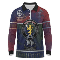 Personalized Norwegian Empire Long Sleeve Polo Shirt Ancient Viking Patterns - Wonder Print Shop