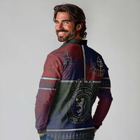 Personalized Norwegian Empire Long Sleeve Polo Shirt Ancient Viking Patterns - Wonder Print Shop