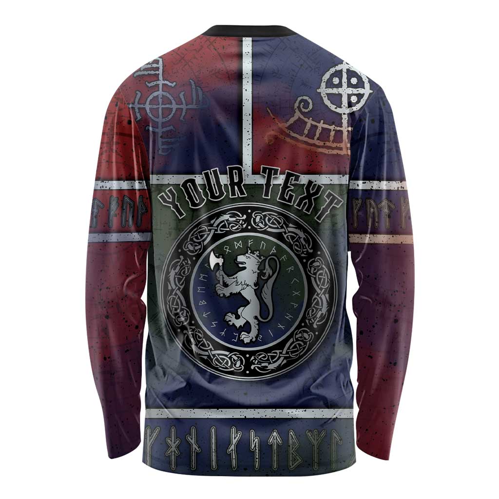 Personalized Norwegian Empire Long Sleeve Shirt Ancient Viking Patterns - Wonder Print Shop