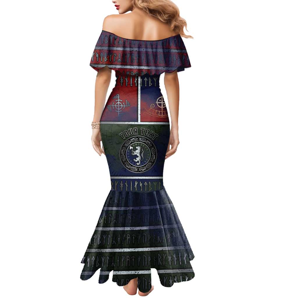 Personalized Norwegian Empire Mermaid Dress Ancient Viking Patterns - Wonder Print Shop