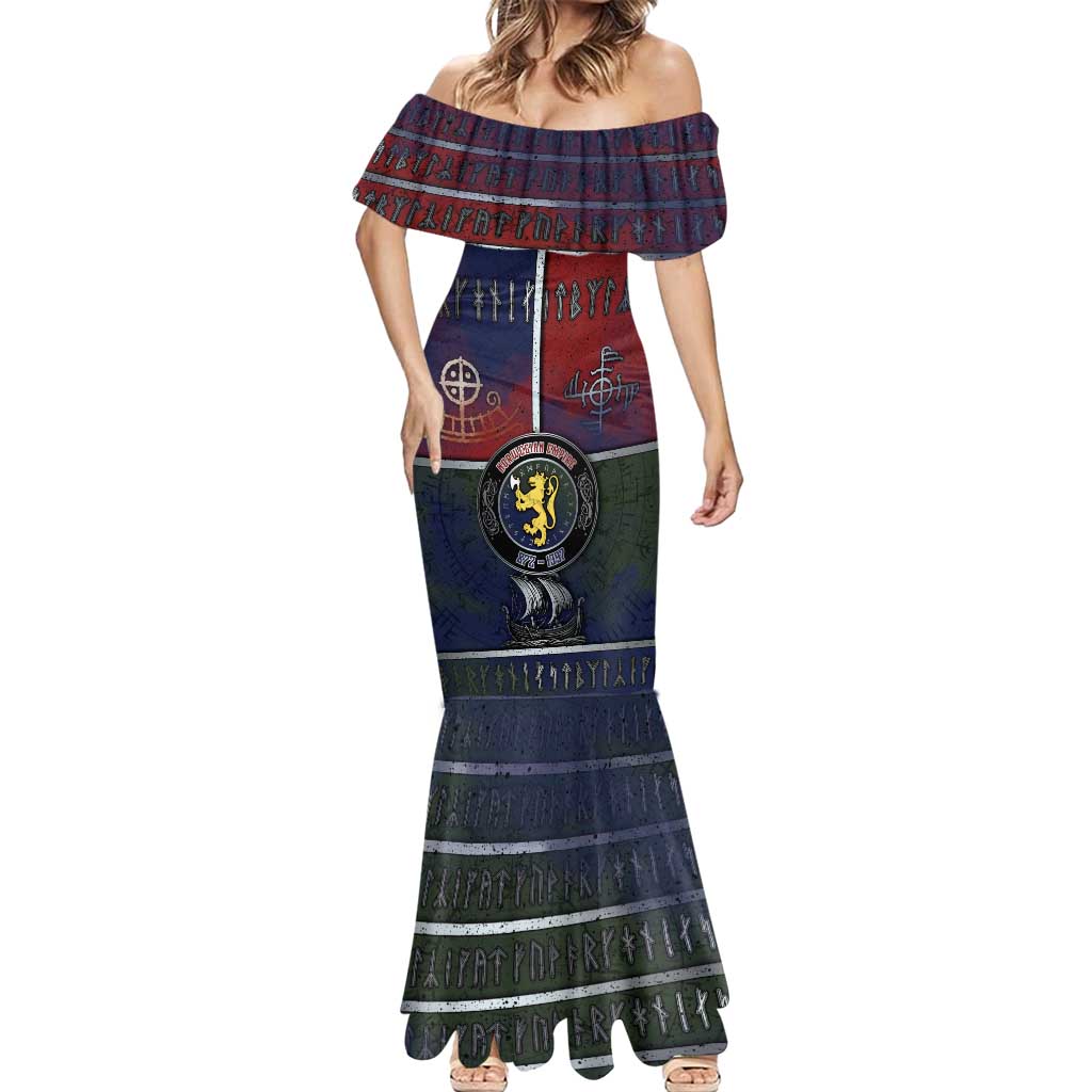 Personalized Norwegian Empire Mermaid Dress Ancient Viking Patterns - Wonder Print Shop