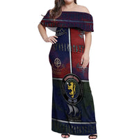 Personalized Norwegian Empire Off Shoulder Maxi Dress Ancient Viking Patterns - Wonder Print Shop