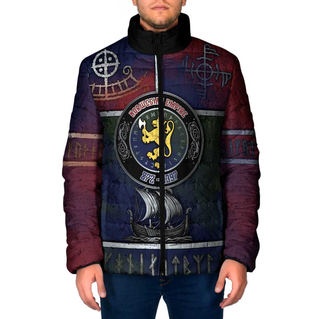 Personalized Norwegian Empire Padded Jacket Ancient Viking Patterns - Wonder Print Shop