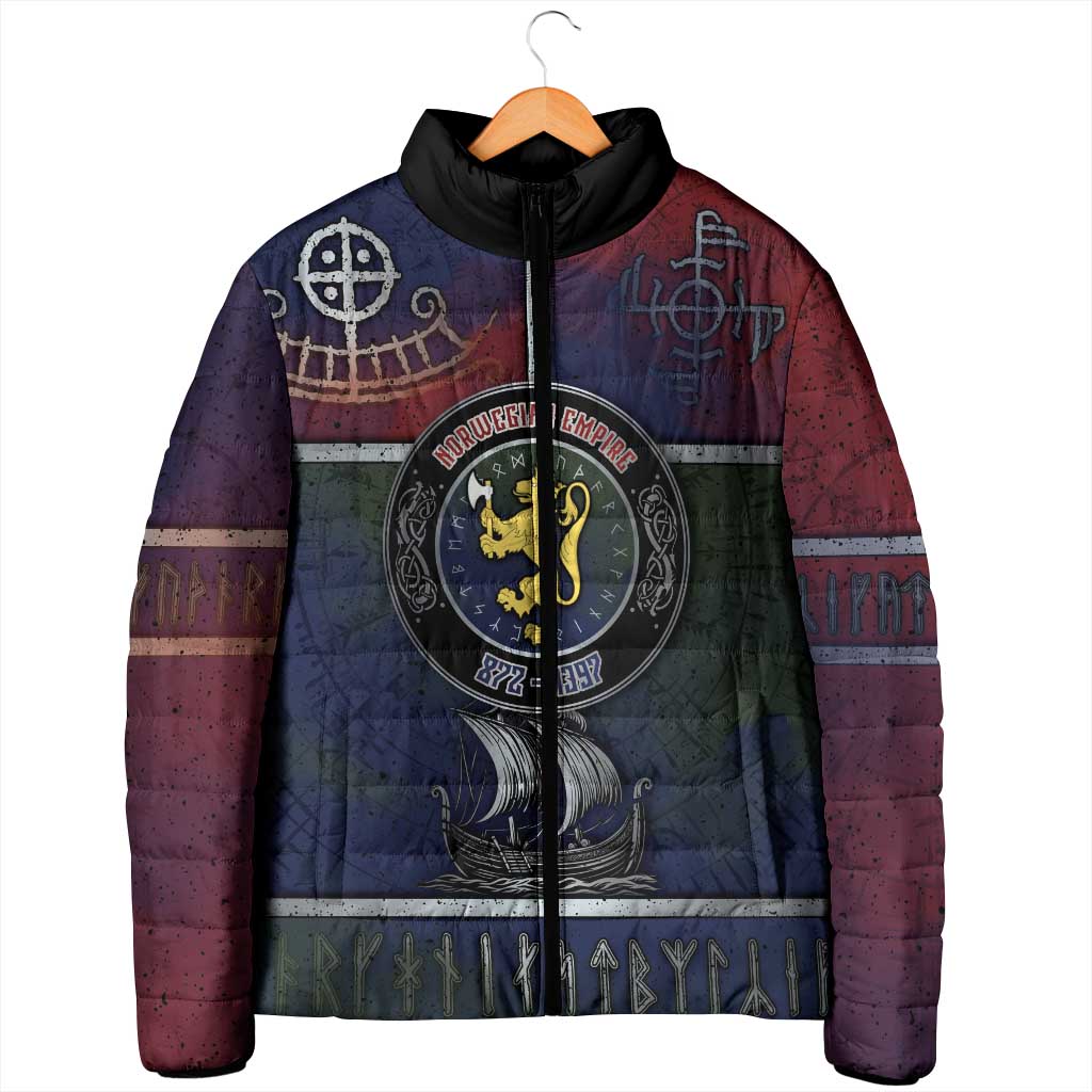 Personalized Norwegian Empire Padded Jacket Ancient Viking Patterns - Wonder Print Shop