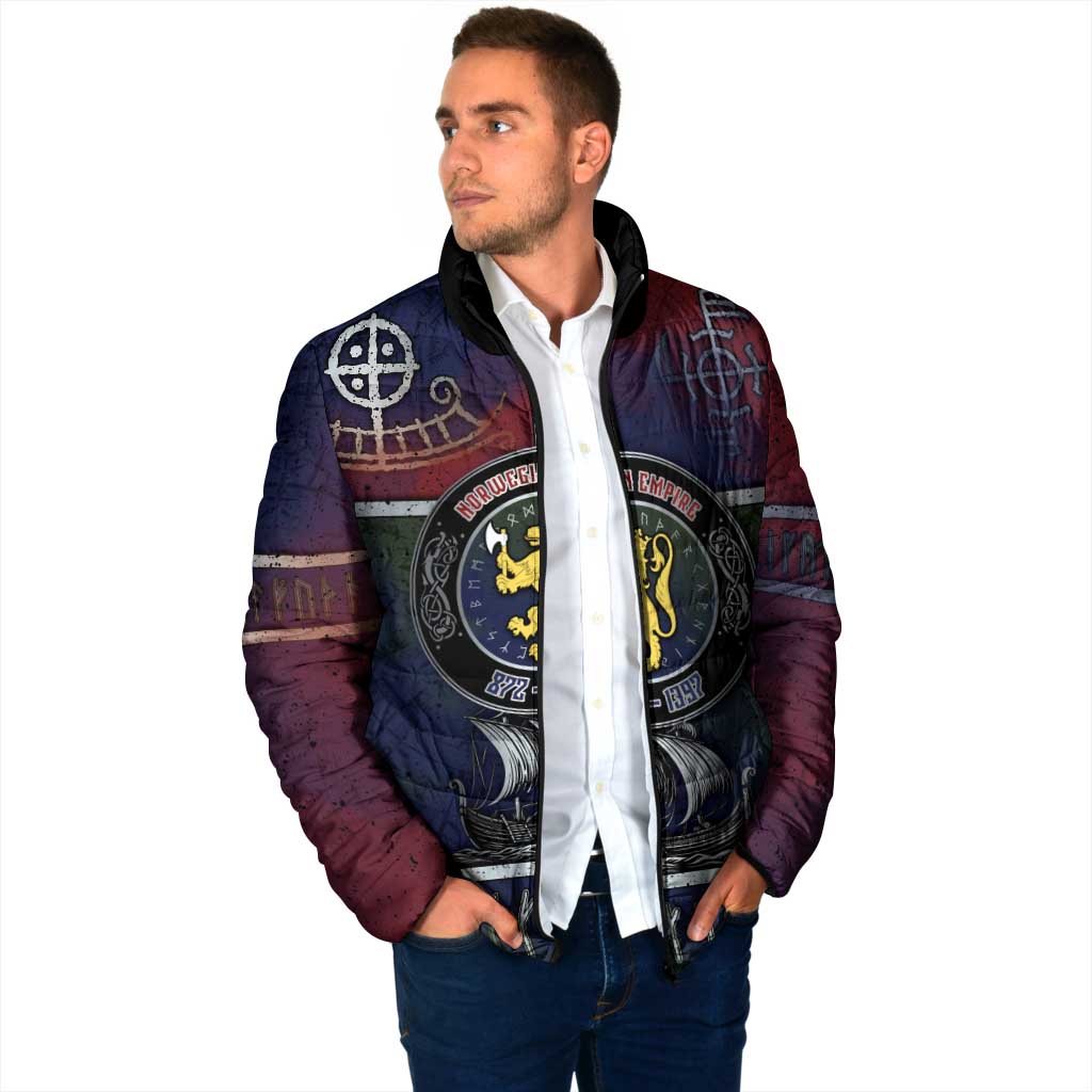 Personalized Norwegian Empire Padded Jacket Ancient Viking Patterns - Wonder Print Shop