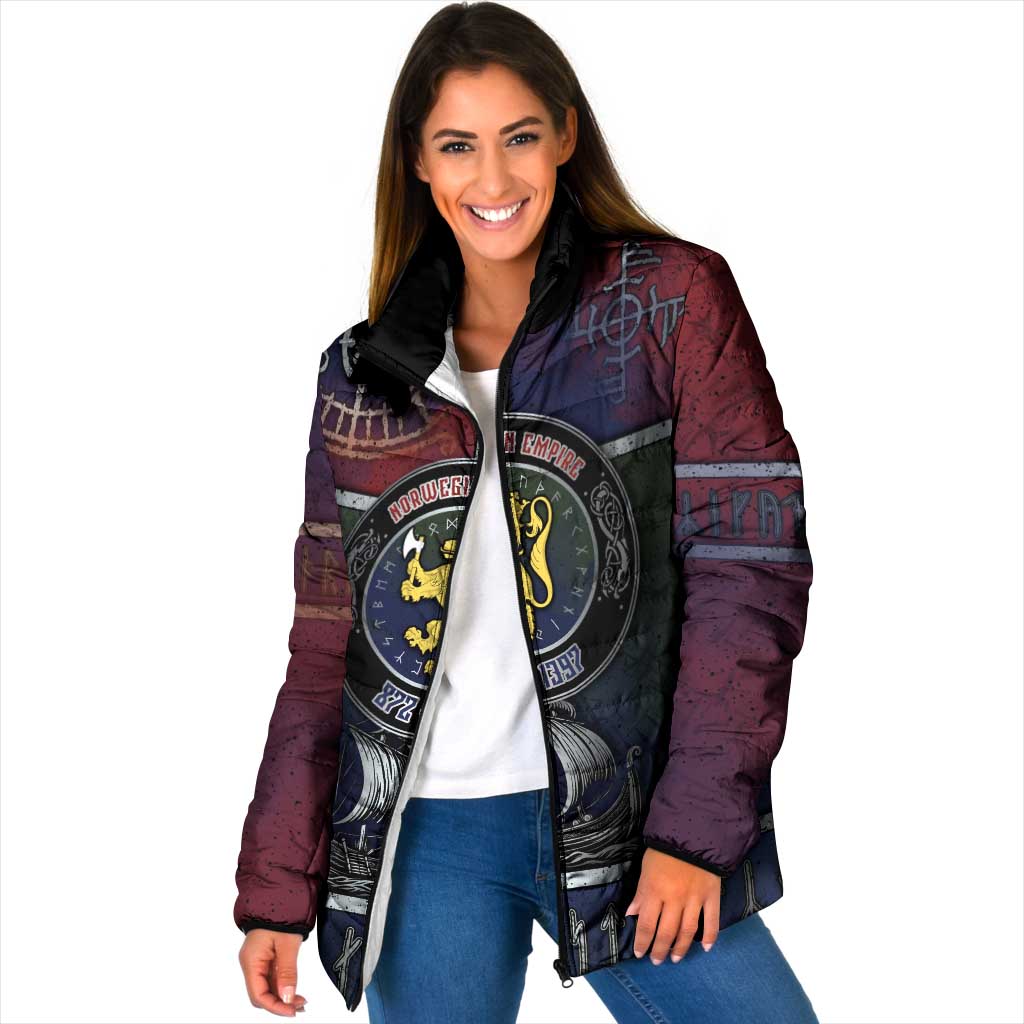 Personalized Norwegian Empire Padded Jacket Ancient Viking Patterns - Wonder Print Shop