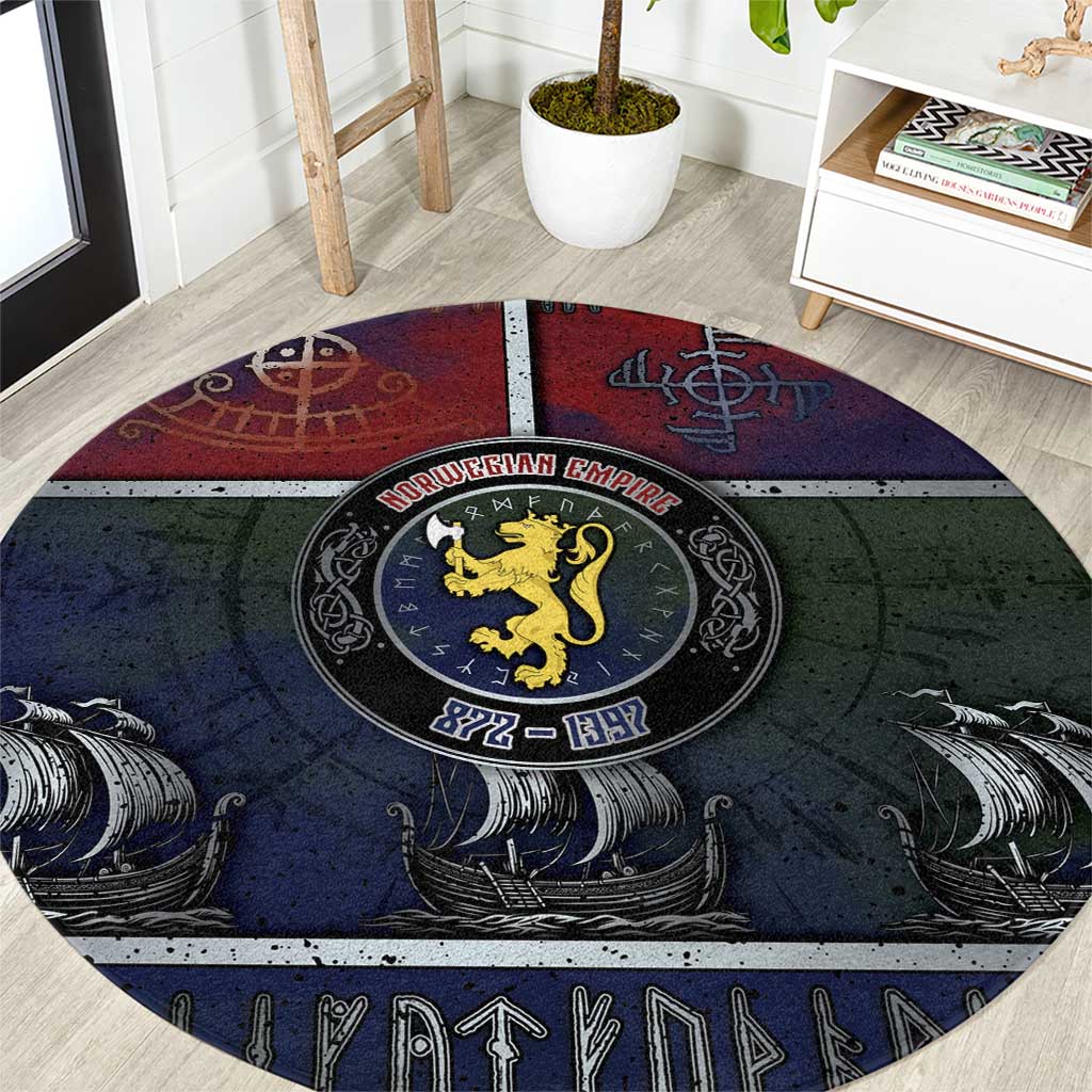Norwegian Empire Round Carpet Ancient Viking Patterns - Wonder Print Shop