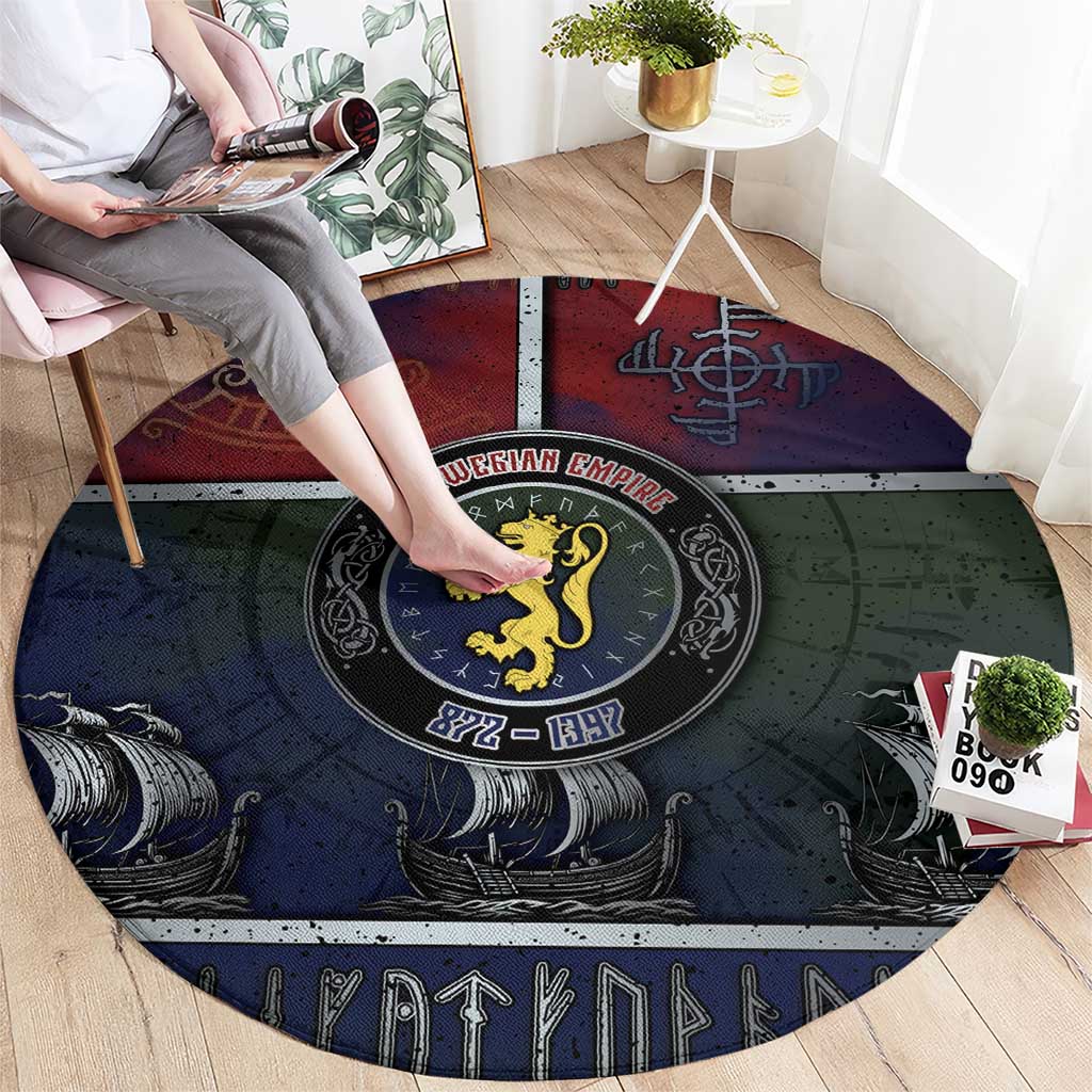 Norwegian Empire Round Carpet Ancient Viking Patterns - Wonder Print Shop