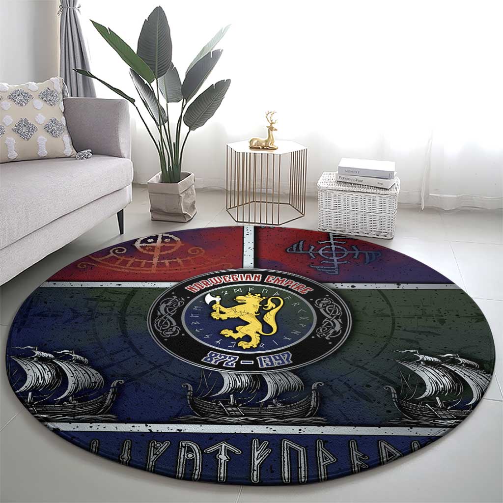 Norwegian Empire Round Carpet Ancient Viking Patterns - Wonder Print Shop