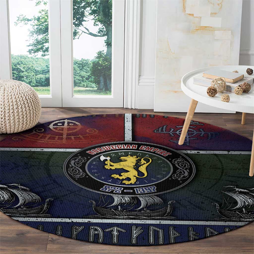 Norwegian Empire Round Carpet Ancient Viking Patterns - Wonder Print Shop
