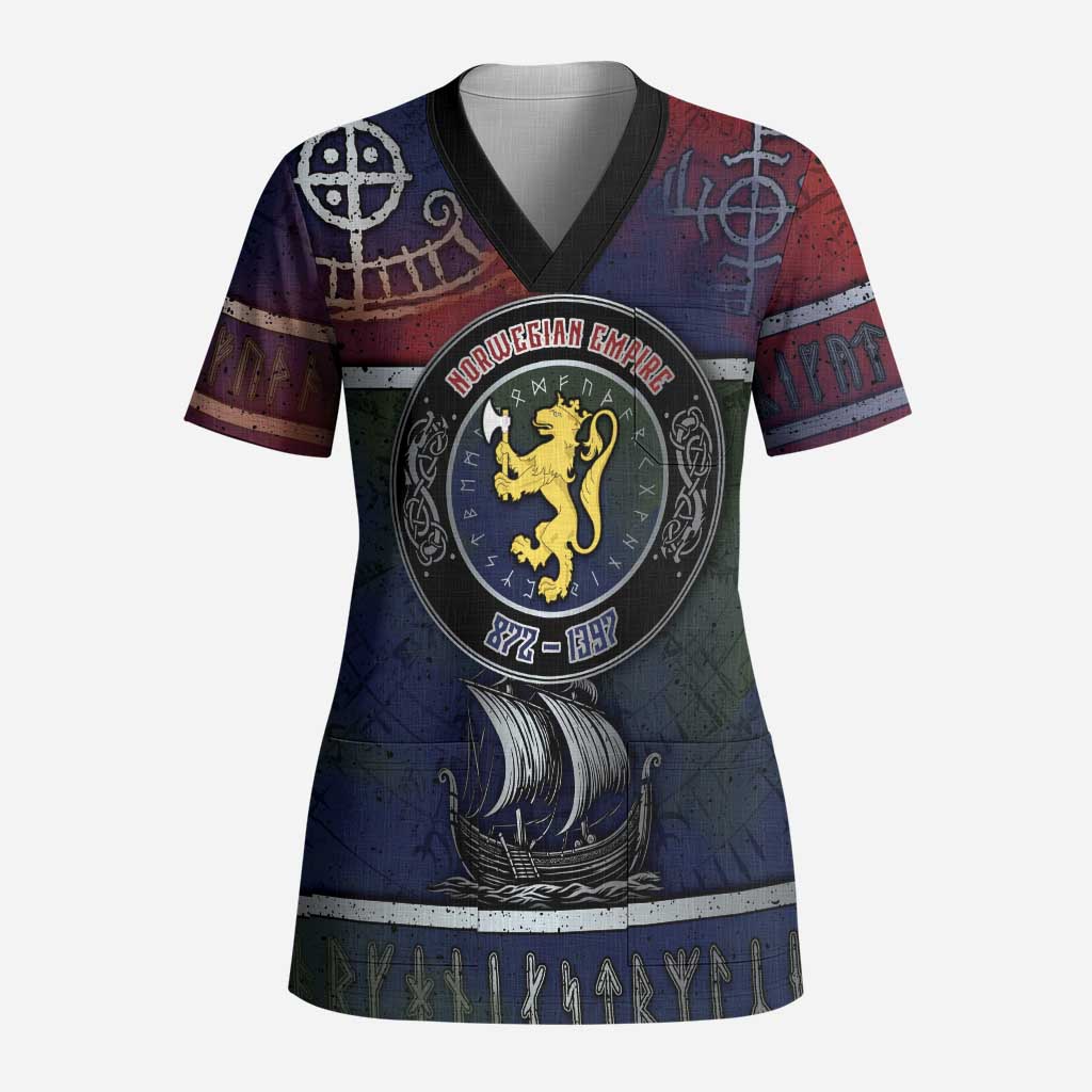 Personalized Norwegian Empire Scrub Top Ancient Viking Patterns - Wonder Print Shop