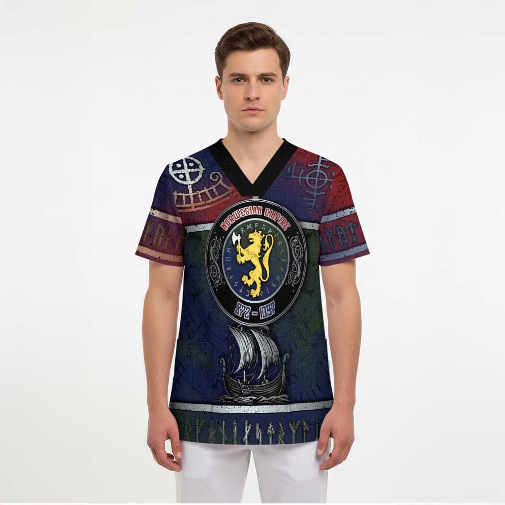 Personalized Norwegian Empire Scrub Top Ancient Viking Patterns - Wonder Print Shop