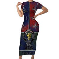 Personalized Norwegian Empire Short Sleeve Bodycon Dress Ancient Viking Patterns - Wonder Print Shop