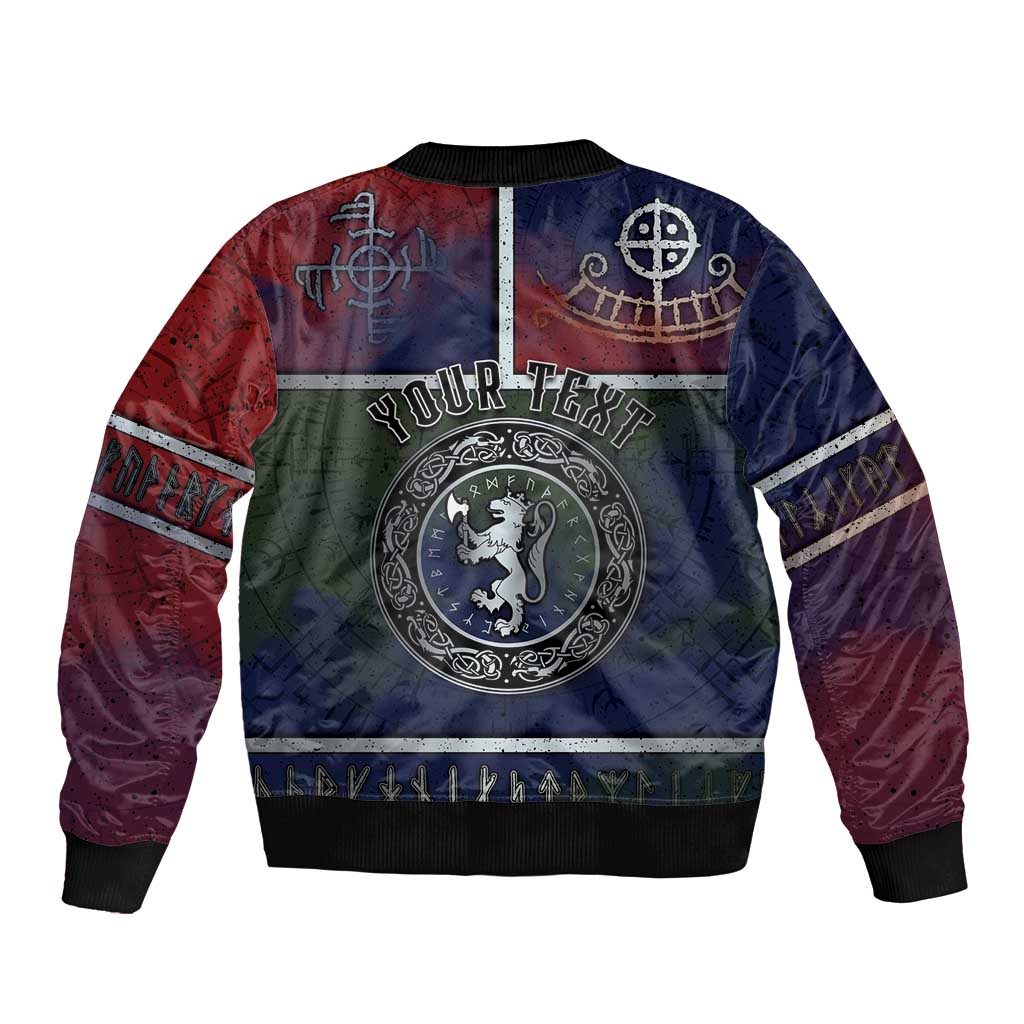 Personalized Norwegian Empire Sleeve Zip Bomber Jacket Ancient Viking Patterns - Wonder Print Shop