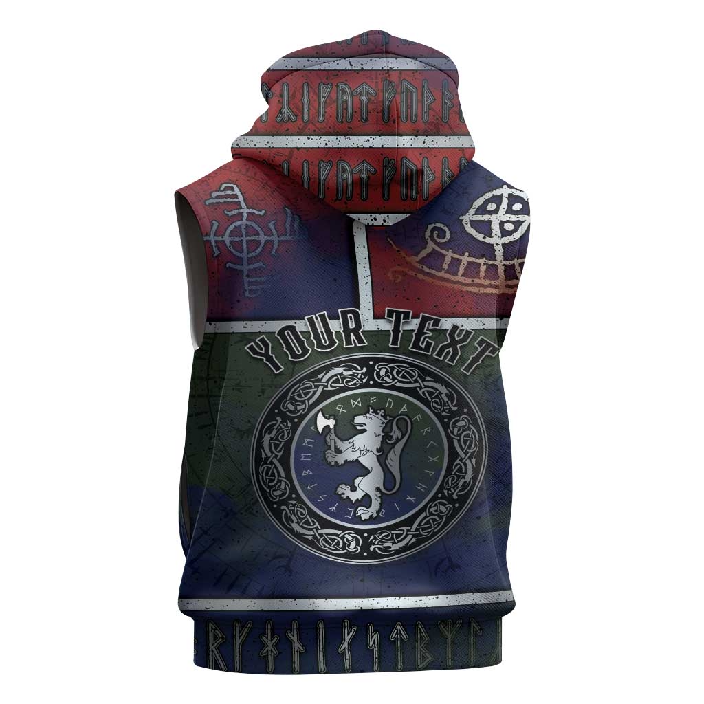 Personalized Norwegian Empire Sleeveless Hoodie Ancient Viking Patterns - Wonder Print Shop