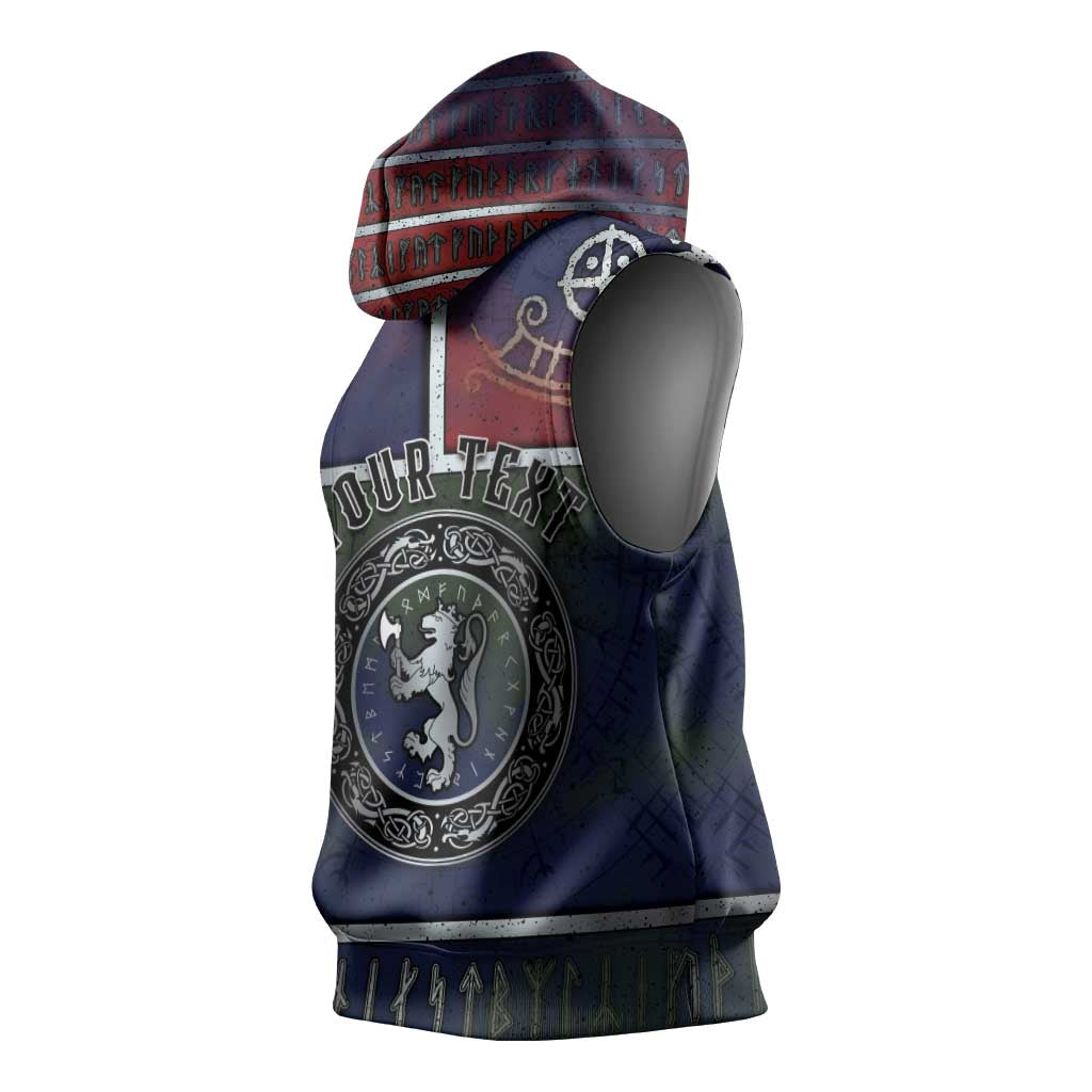 Personalized Norwegian Empire Sleeveless Hoodie Ancient Viking Patterns - Wonder Print Shop