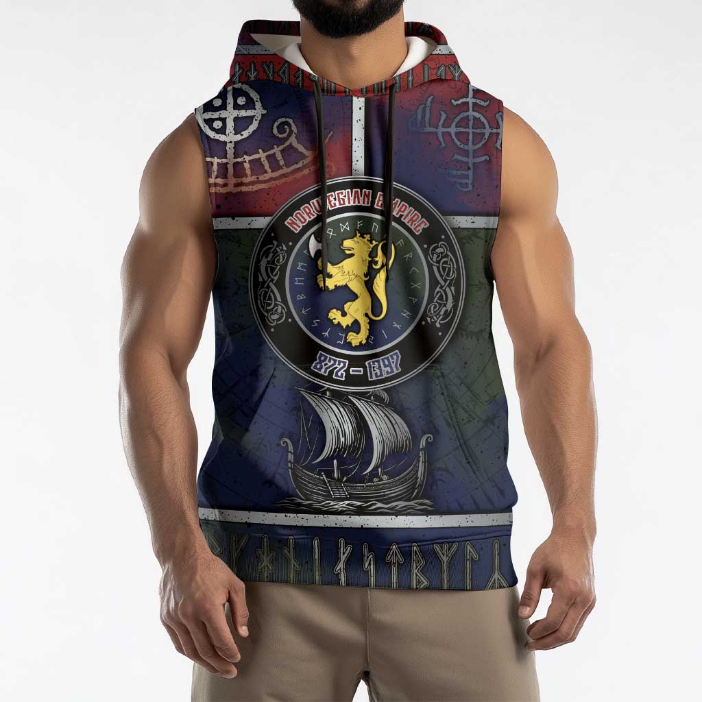 Personalized Norwegian Empire Sleeveless Hoodie Ancient Viking Patterns - Wonder Print Shop