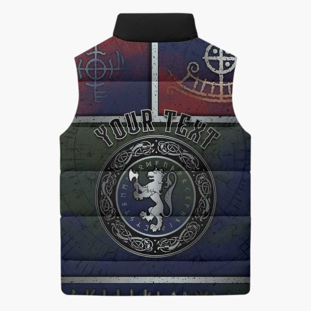 Personalized Norwegian Empire Sleeveless Puffer Jacket Ancient Viking Patterns - Wonder Print Shop