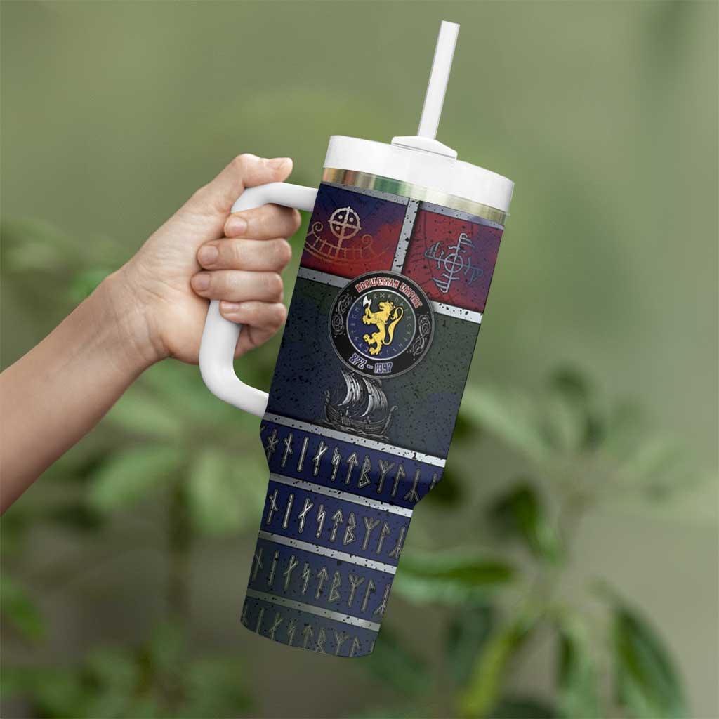 Personalized Norwegian Empire Tumbler With Handle Ancient Viking Patterns - Wonder Print Shop
