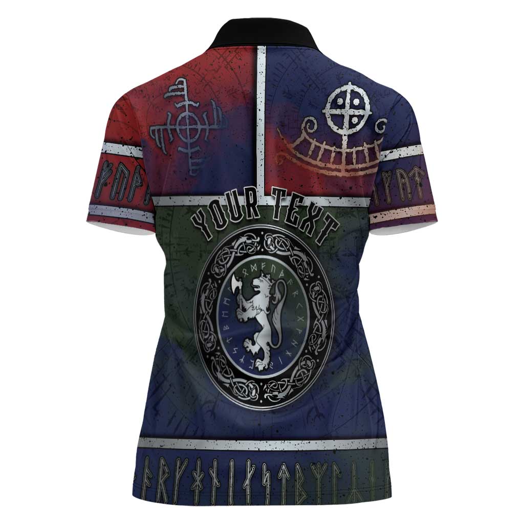 Personalized Norwegian Empire Women Polo Shirt Ancient Viking Patterns - Wonder Print Shop