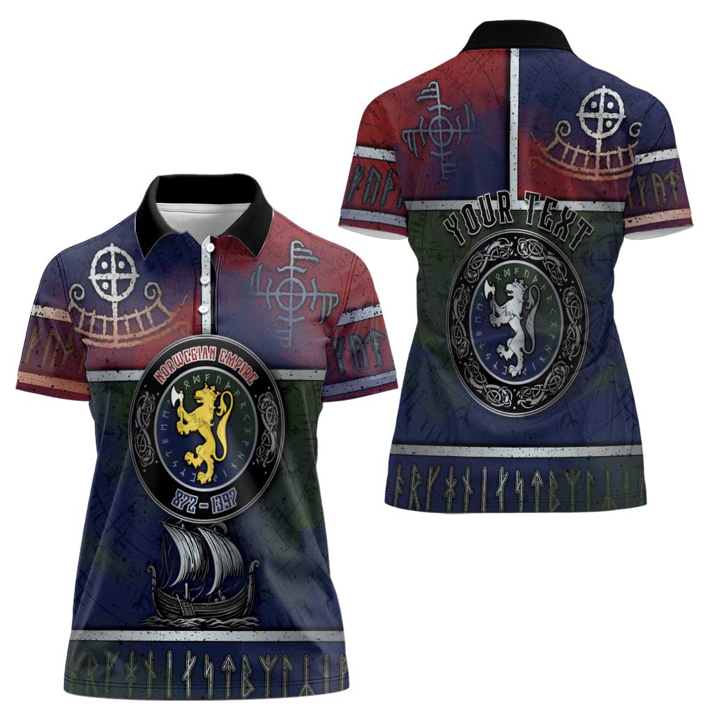 Personalized Norwegian Empire Women Polo Shirt Ancient Viking Patterns - Wonder Print Shop