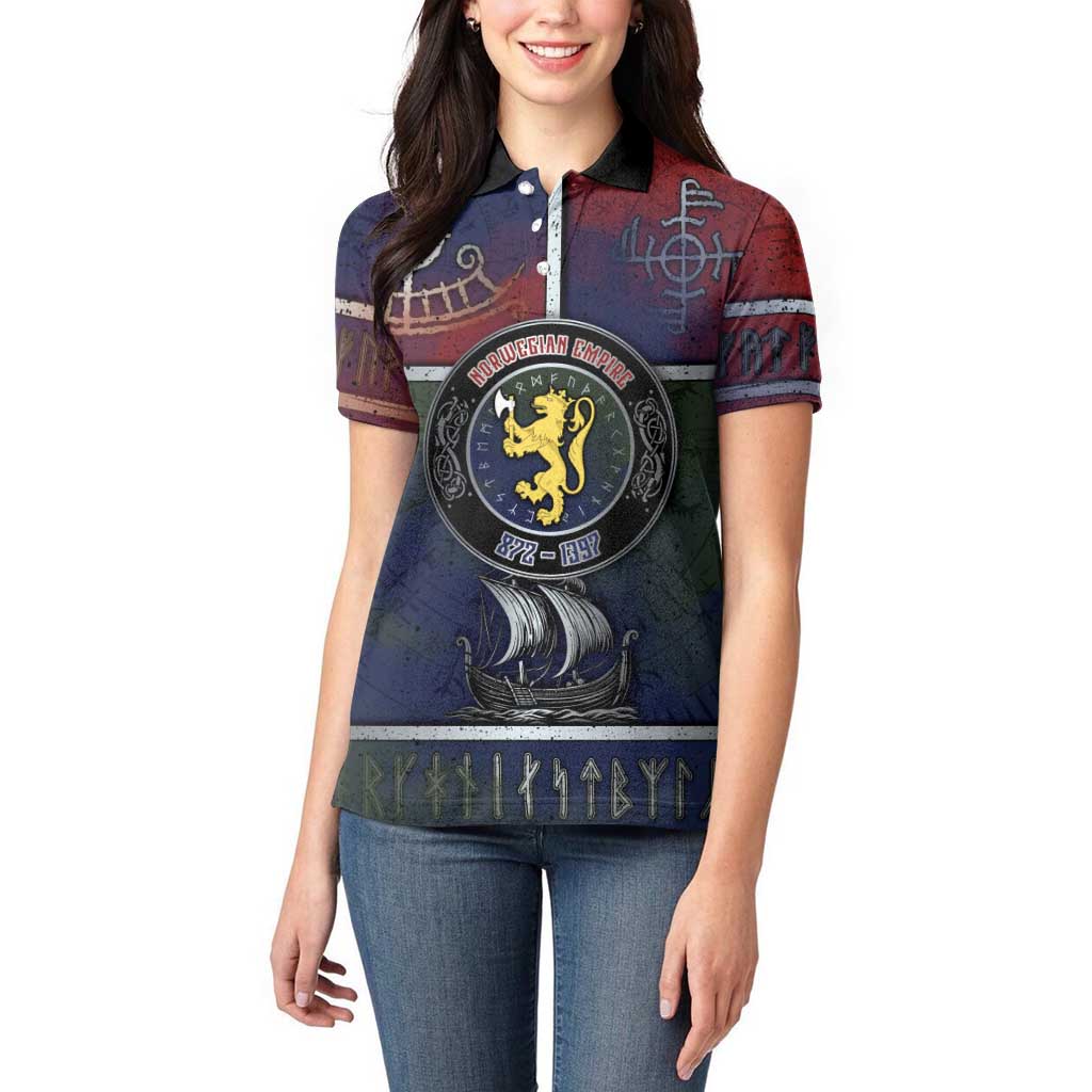 Personalized Norwegian Empire Women Polo Shirt Ancient Viking Patterns - Wonder Print Shop