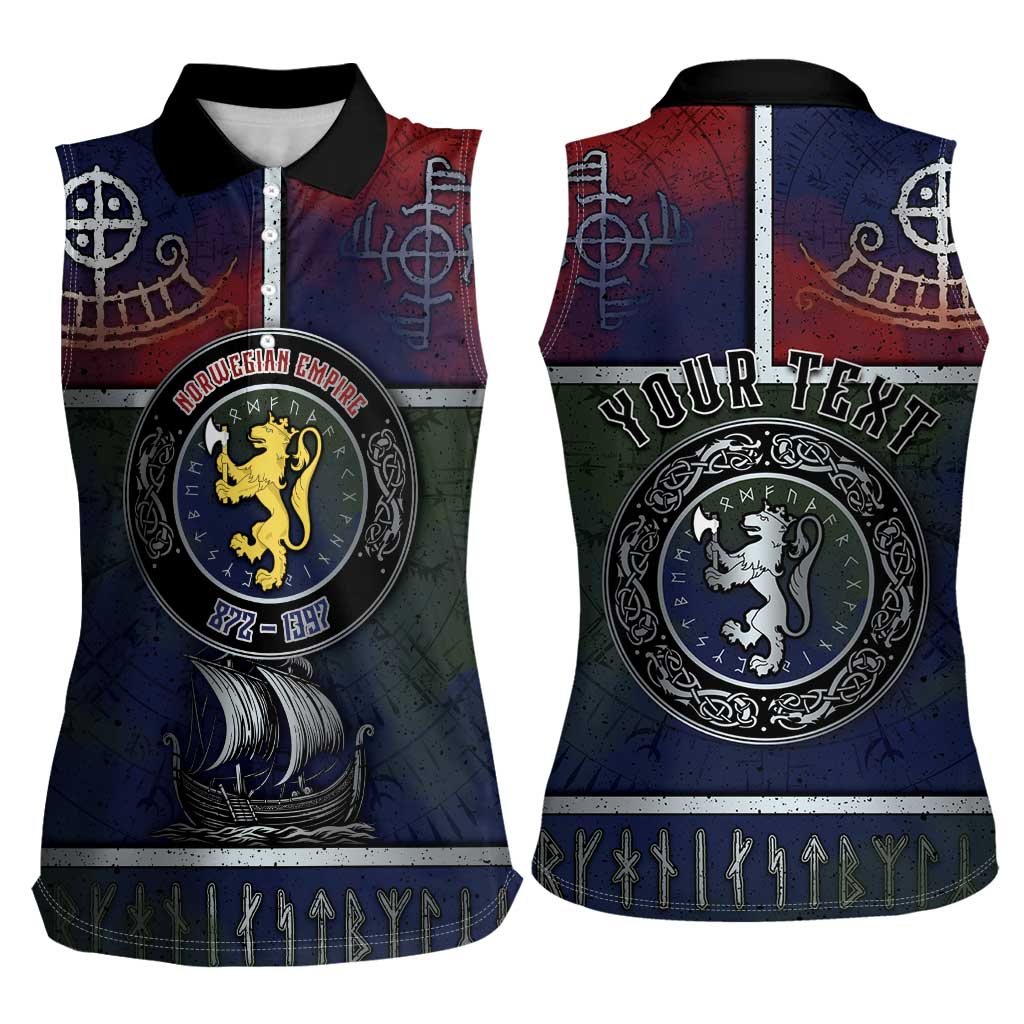 Personalized Norwegian Empire Women Sleeveless Polo Shirt Ancient Viking Patterns - Wonder Print Shop