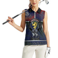 Personalized Norwegian Empire Women Sleeveless Polo Shirt Ancient Viking Patterns - Wonder Print Shop