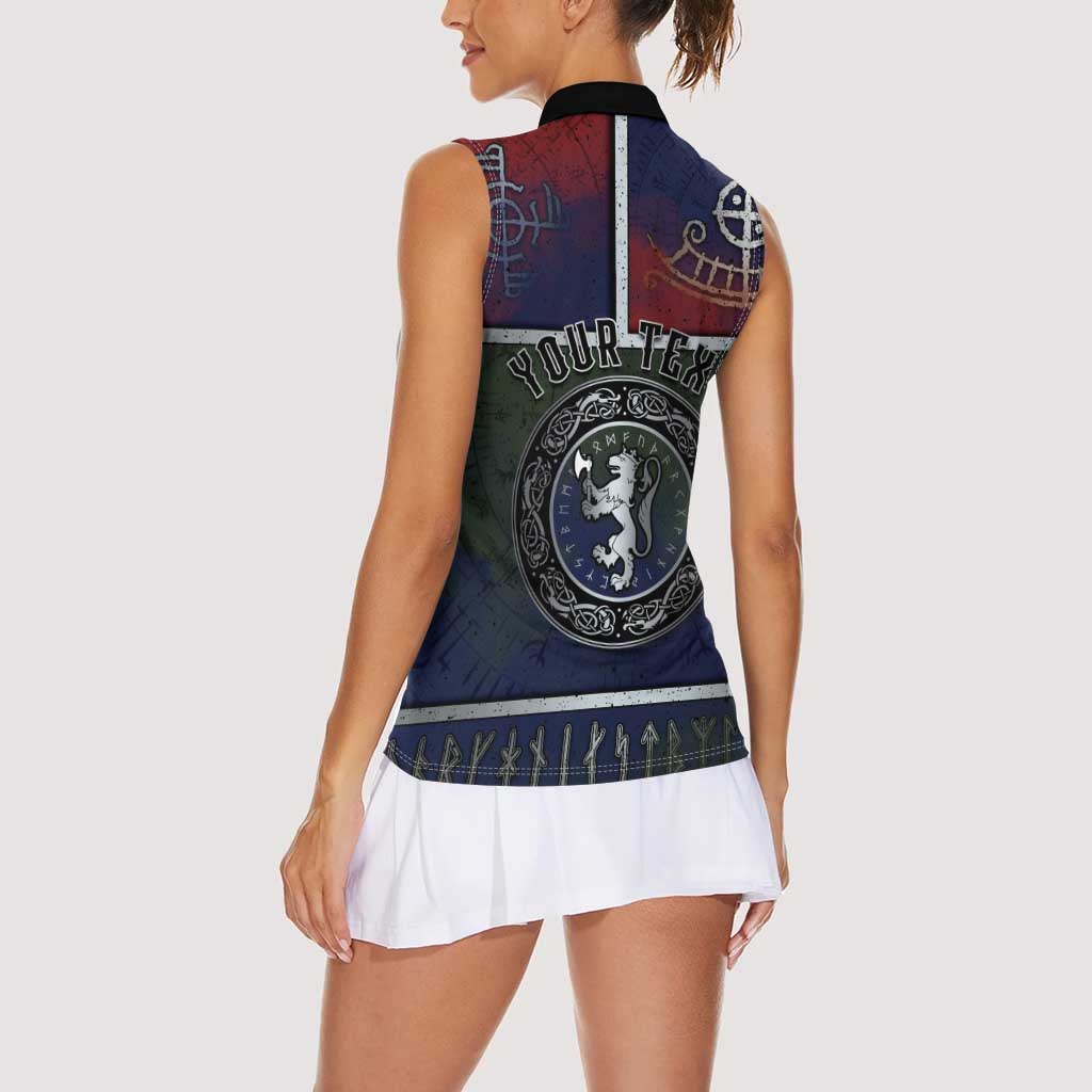 Personalized Norwegian Empire Women Sleeveless Polo Shirt Ancient Viking Patterns - Wonder Print Shop