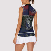 Personalized Norwegian Empire Women Sleeveless Polo Shirt Ancient Viking Patterns - Wonder Print Shop