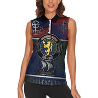 Personalized Norwegian Empire Women Sleeveless Polo Shirt Ancient Viking Patterns - Wonder Print Shop
