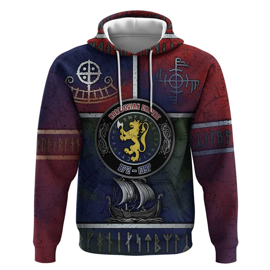 Personalized Norwegian Empire Zip Hoodie Ancient Viking Patterns - Wonder Print Shop