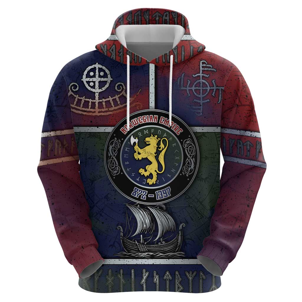 Personalized Norwegian Empire Zip Hoodie Ancient Viking Patterns - Wonder Print Shop
