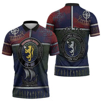 Personalized Norwegian Empire Zipper Polo Shirt Ancient Viking Patterns - Wonder Print Shop