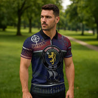 Personalized Norwegian Empire Zipper Polo Shirt Ancient Viking Patterns - Wonder Print Shop