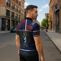 Personalized Norwegian Empire Zipper Polo Shirt Ancient Viking Patterns - Wonder Print Shop