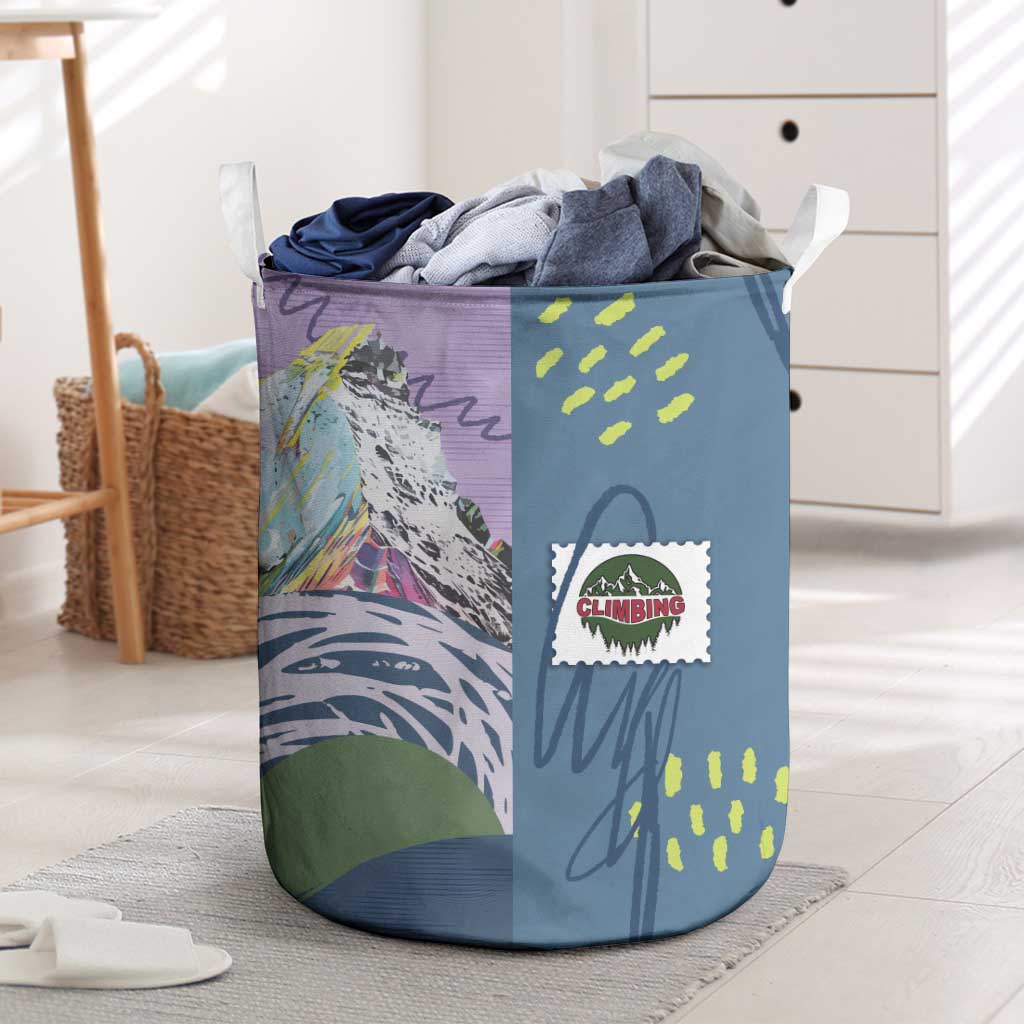 Climbing Laundry Basket Mountain Art Retro Style