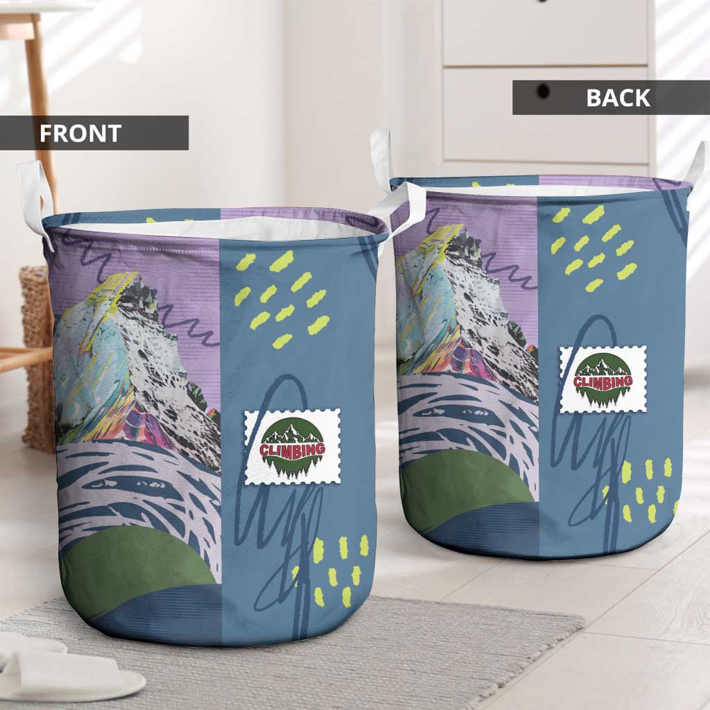 Climbing Laundry Basket Mountain Art Retro Style