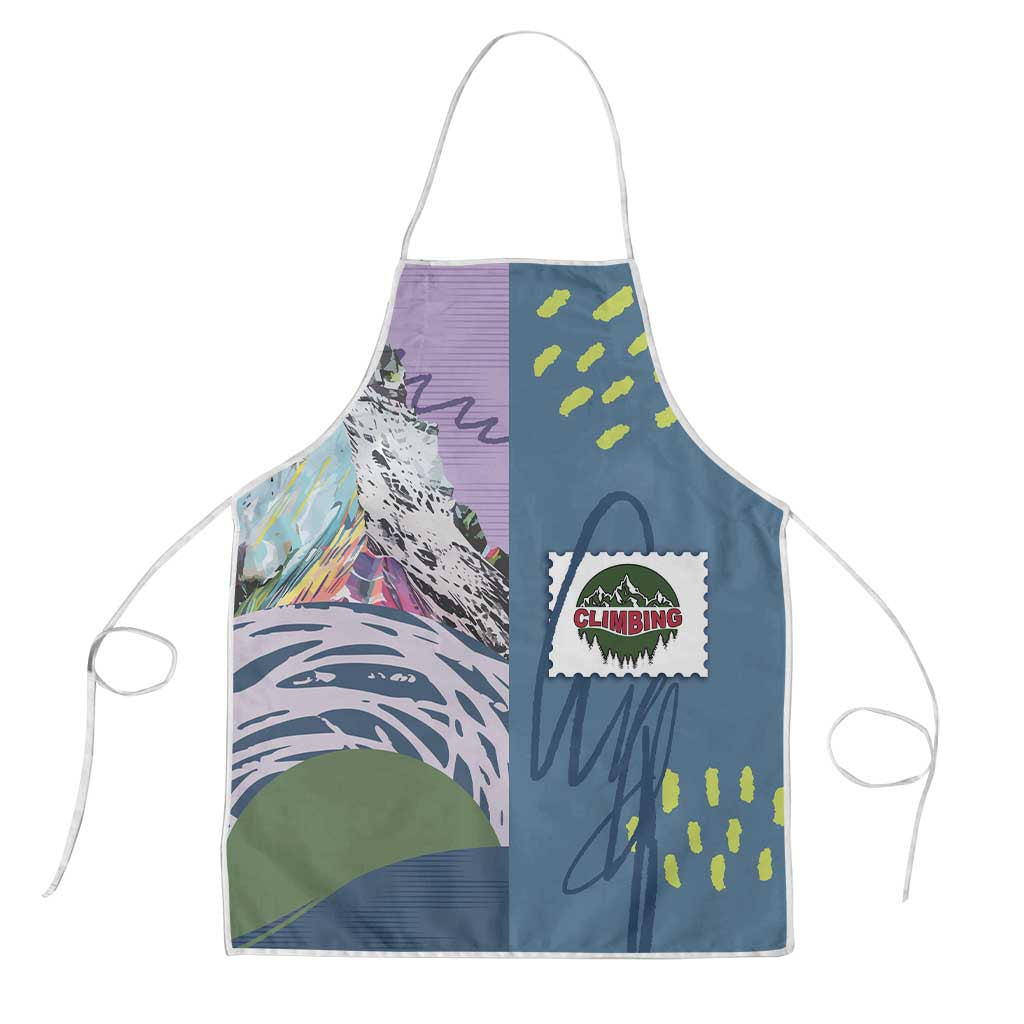 Climbing Apron Mountain Art Retro Style
