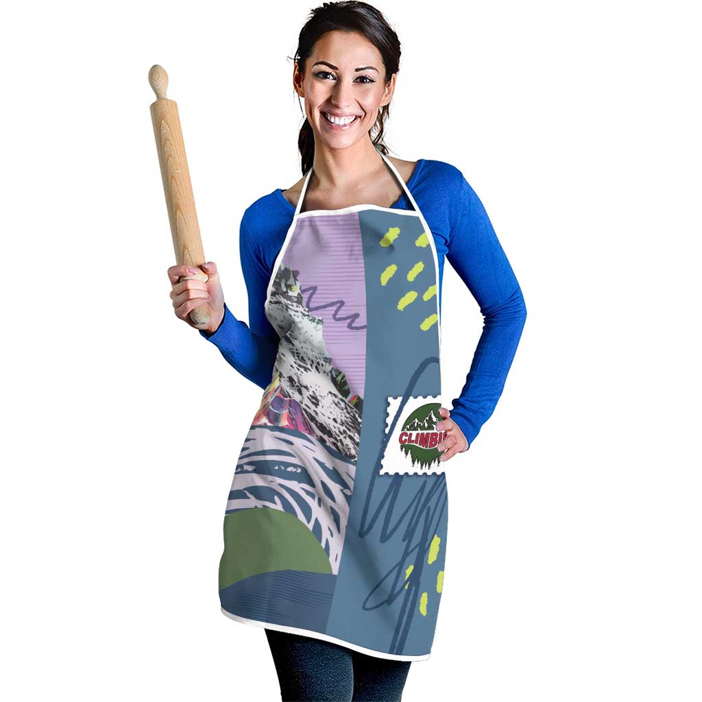 Climbing Apron Mountain Art Retro Style