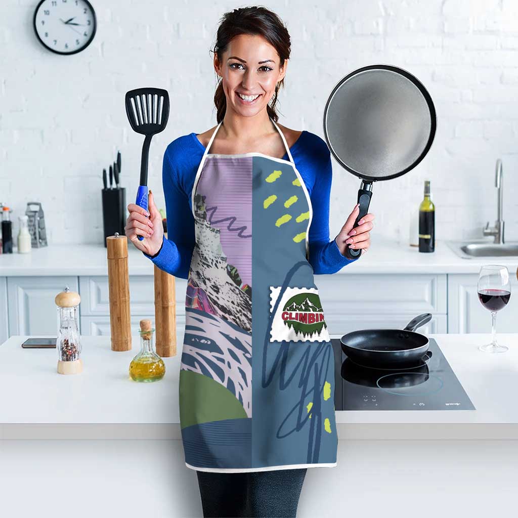 Climbing Apron Mountain Art Retro Style