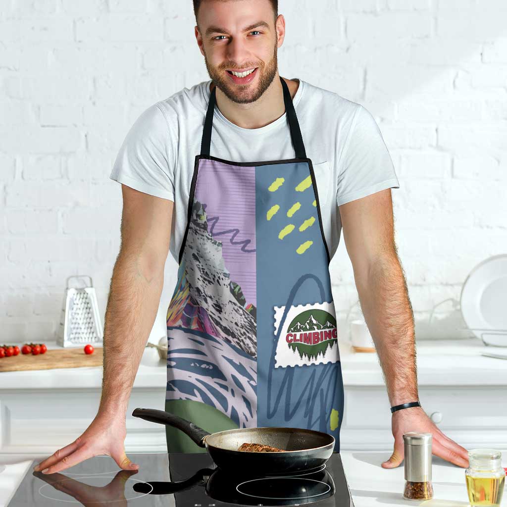 Climbing Apron Mountain Art Retro Style